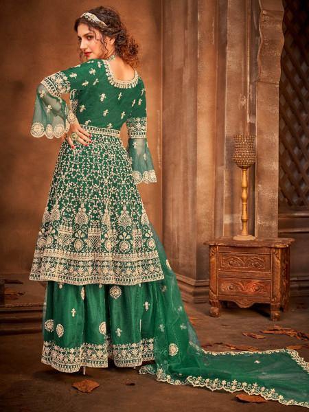 Myra Green Heavy Embroidered Gharara Suit | Grocsy