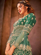 Myra Green Heavy Embroidered Gharara Suit | Grocsy