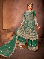 Myra Green Heavy Embroidered Gharara Suit | Grocsy
