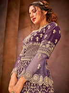Myra Purple Heavy Embroidered Gharara Suit | Grocsy