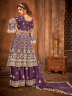 Myra Purple Heavy Embroidered Gharara Suit | Grocsy