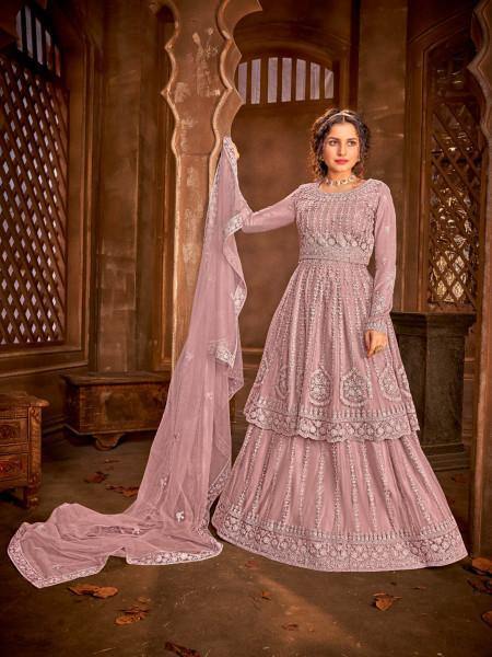 Myra Dusty Pink Heavy Embroidered Gharara Suit | Grocsy