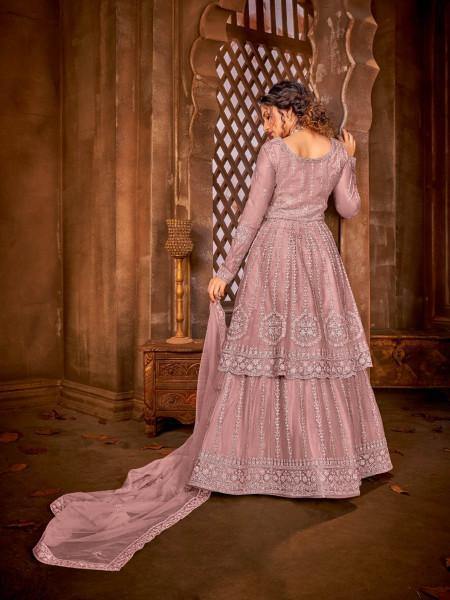 Myra Dusty Pink Heavy Embroidered Gharara Suit | Grocsy