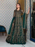 Myra Peacock Blue Net Embroidery Gown | Grocsy