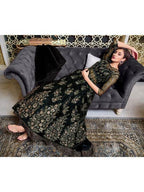 Myra Black Net Embroidery Gown | Grocsy