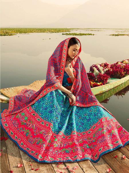 Myra Silk Muslan Printed Lehenga Choli In Multicolor | Grocsy