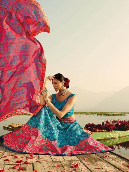 Myra Silk Muslan Printed Lehenga Choli In Multicolor | Grocsy