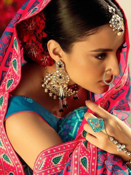 Myra Silk Muslan Printed Lehenga Choli In Multicolor | Grocsy
