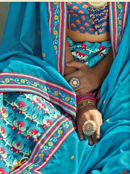Myra Multicolour Silk Muslan Printed Lehenga Choli | Grocsy