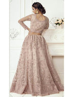 Myra Dusty Pink Heavy Embroidered Net Bridal Lehenga | Grocsy