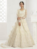 Myra Off White Heavy Embroidered Net bridal Lehenga features | Grocsy