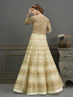 Myra Pista Soft Net Embroidered Handwork Gown Style Suit | Grocsy