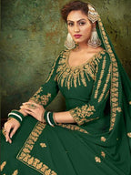 Myra Green Georgette Embroidered Gown | Grocsy