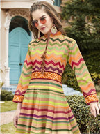 Myra Beautiful Multicolour Silk Digital Patola Gown | Grocsy
