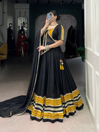 Lorenvalley Fashion Black Pure Rayon Sequins Lace With Gota Patti Lace Touch Up Lehenga Choli with Dupatta | Grocsy