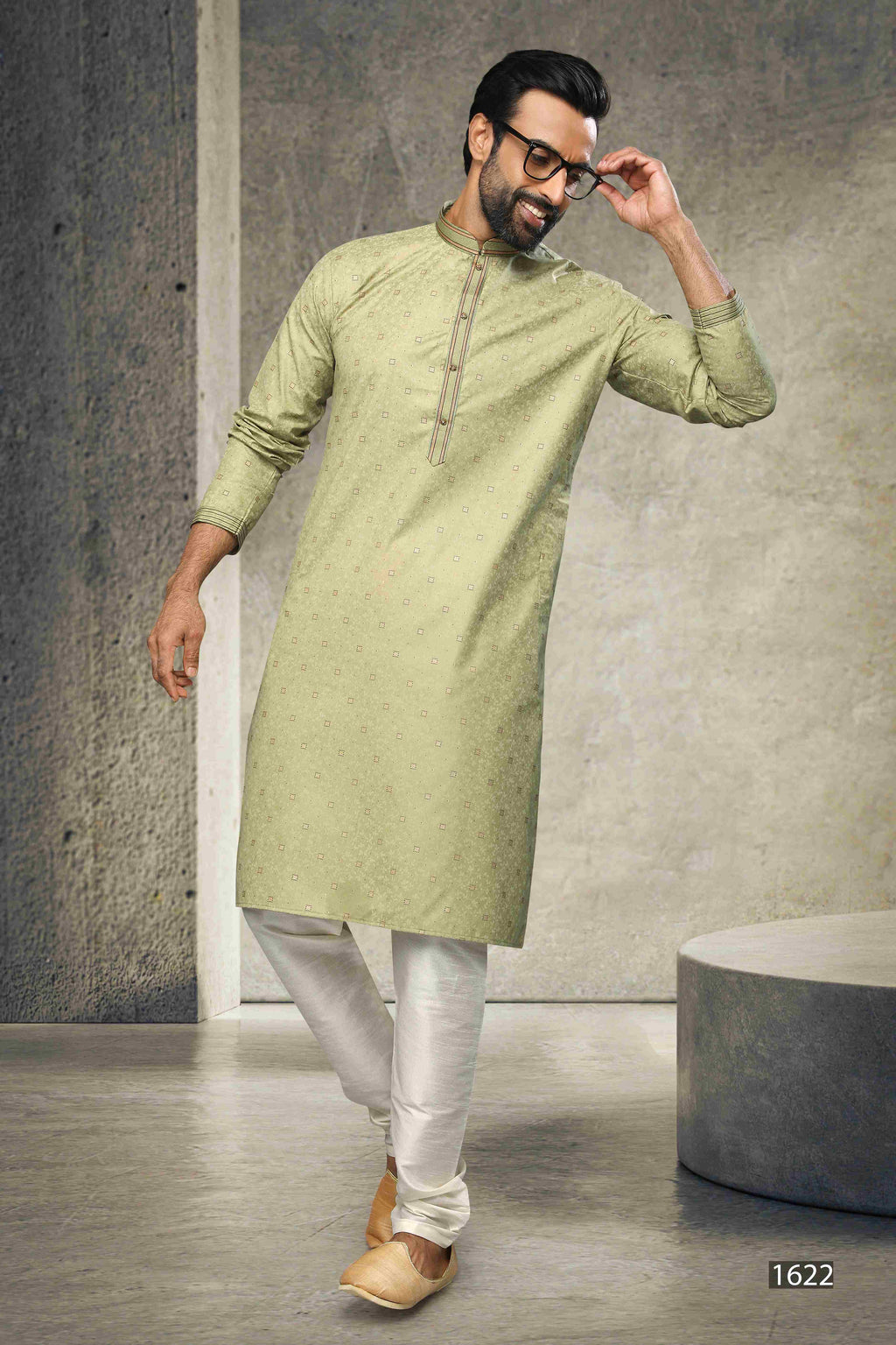 Raivat Ethnic Cotton Printed Work Kurta Pajama In Light Green Colour | Grocsy