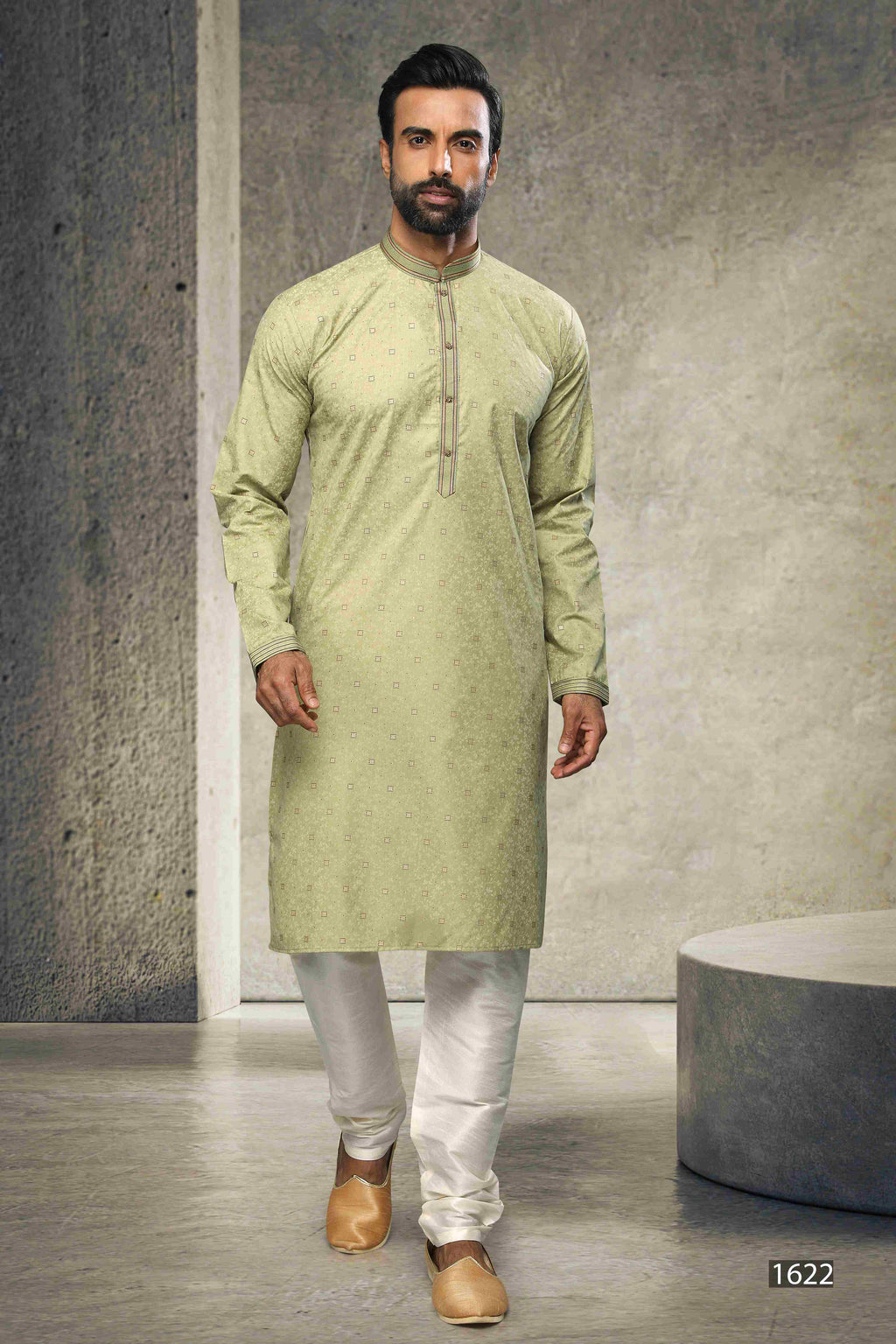 Raivat Ethnic Cotton Printed Work Kurta Pajama In Light Green Colour | Grocsy
