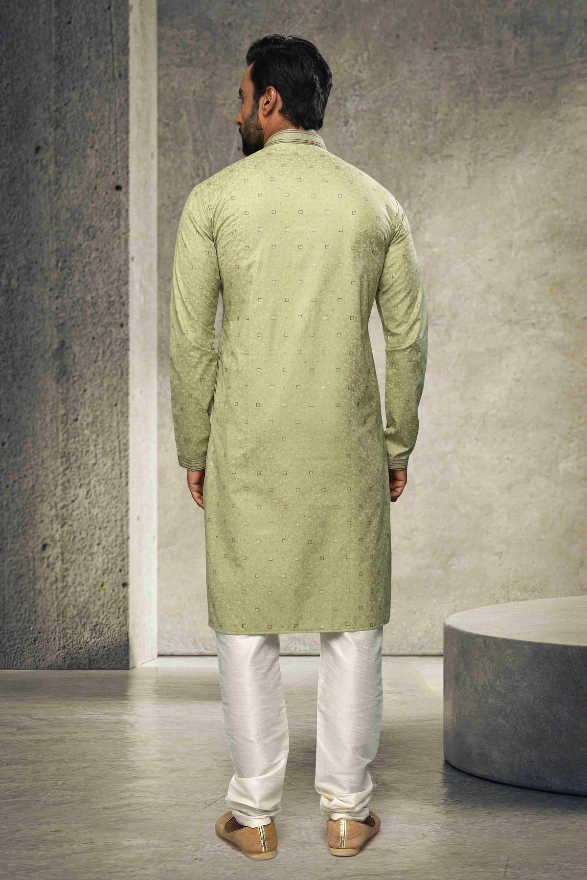 Raivat Ethnic Cotton Printed Work Kurta Pajama In Light Green Colour | Grocsy