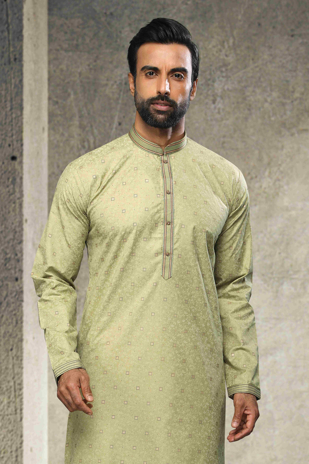 Raivat Ethnic Cotton Printed Work Kurta Pajama In Light Green Colour | Grocsy