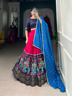 Lorenvalley Pink Dola Silk Patola Print and foil work Lehenga Choli with Dupatta | Grocsy