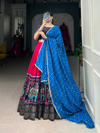 Lorenvalley Pink Dola Silk Patola Print and foil work Lehenga Choli with Dupatta | Grocsy
