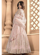Myra Dusty Pink Butterfly Net Embroidered Anarkali Suit | Grocsy