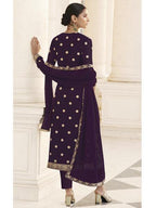 Myra Wine Jacket style Heavy Embroidered Suit | Grocsy