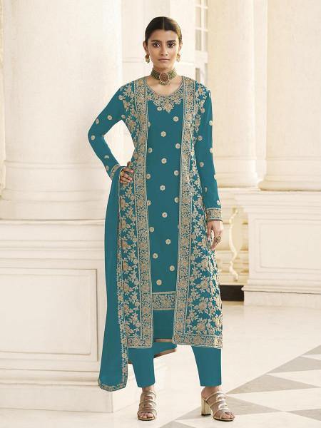 Myra Rama Jacket style Heavy Embroidered Suit | Grocsy