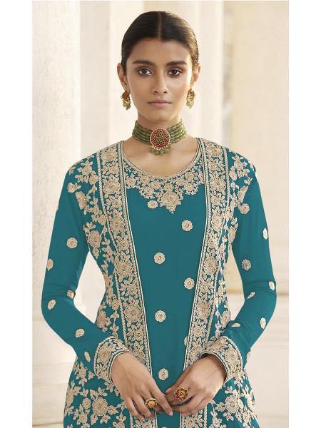 Myra Rama Jacket style Heavy Embroidered Suit | Grocsy