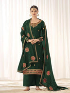 Myra Green Georgette Embroidered Palazzo Suit | Grocsy