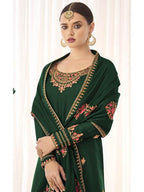 Myra Green Georgette Embroidered Palazzo Suit | Grocsy