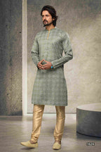 Raivat Ethnic Cotton Printed Work Kurta Pajama In Pastel Green Colour | Grocsy