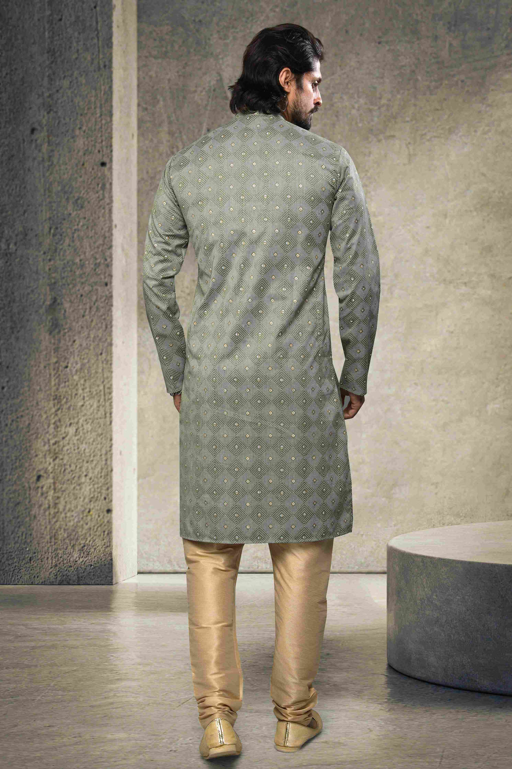 Raivat Ethnic Cotton Printed Work Kurta Pajama In Pastel Green Colour | Grocsy