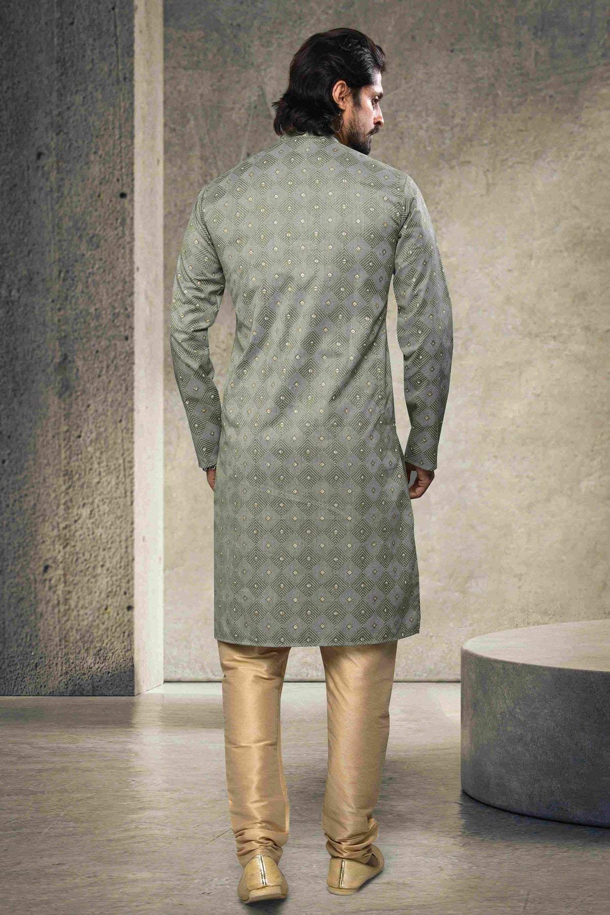 Raivat Ethnic Cotton Printed Work Kurta Pajama In Pastel Green Colour | Grocsy