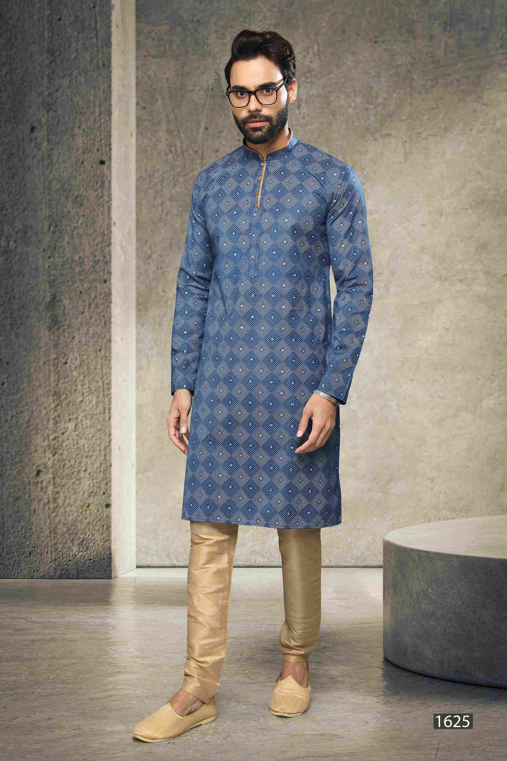 Raivat Ethnic Cotton Printed Work Kurta Pajama In Blue Colour | Grocsy