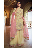 Myra Beige Heavy Embroidered Gharara Suit | Grocsy
