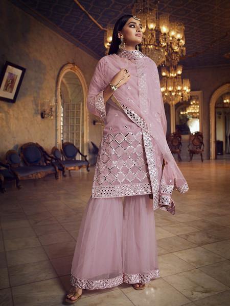 Myra Baby Pink Heavy Beautiful Embroidered Gharara Suit | Grocsy