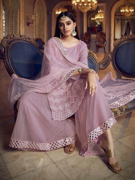 Myra Baby Pink Heavy Beautiful Embroidered Gharara Suit | Grocsy