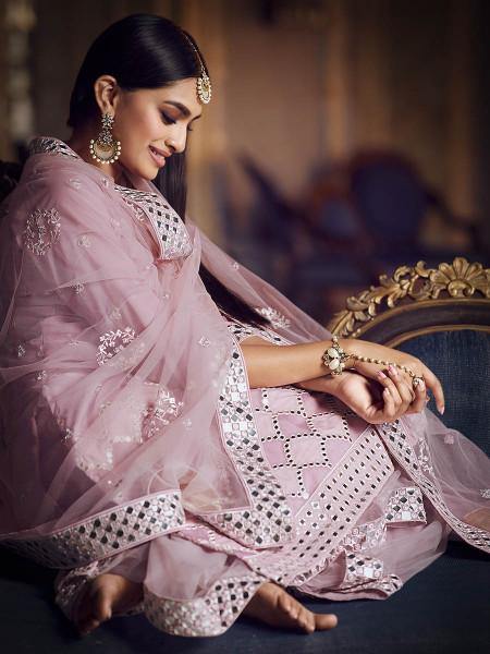 Myra Baby Pink Heavy Beautiful Embroidered Gharara Suit | Grocsy