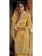 Myra Mustard Yellow Heavy Embroidered Gharara Suit | Grocsy
