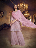 Myra Baby Pink Heavy Embroidered Gharara Suit | Grocsy
