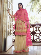 Myra Beige Heavy Embroidered Gharara Suit | Grocsy
