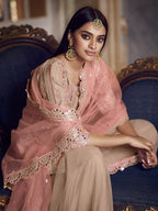 Myra Peach Heavy Embroidered Gharara Suit | Grocsy