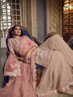 Myra Peach Heavy Embroidered Gharara Suit | Grocsy