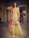 Myra Beige Heavy Beautiful Embroidered Gharara Suit | Grocsy