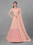 Myra Peach Heavy Embroidered Soft Net Bridal Beautiful Lehenga | Grocsy