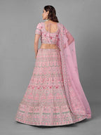 Myra Traditional Bridal Lehenga in Pink Heavy Embroidered Soft Net | Grocsy