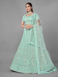Myra Sea Green Heavy Embroidered Soft Net bridal Lehenga | Grocsy
