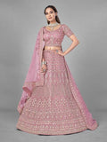 Myra Bridal Lehenga in Pink Heavy Embroidered Soft Net | Grocsy