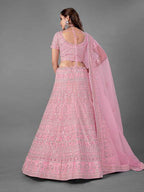 Myra Fashion Pink Heavy Embroidered Soft Net Bridal Lehenga | Grocsy